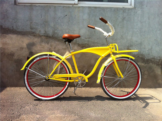26 inch White Wall Custom Men's Beach Cruiser Bike met logo en plastic pedaal 15KG