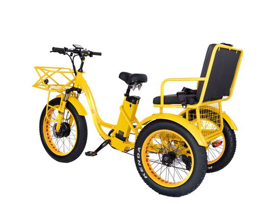 Elektrische rickshaw 750W Front BaFang Motor 21AH Lithiumbatterij 60KM USA Volwassen 24&quot; Fat Snow Big band Passagiersstoel