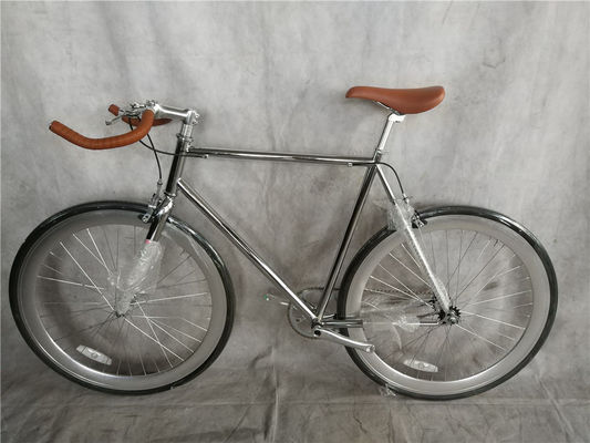 Classic 700Cx28C Vintage Chrome Fixed Gear Bike 58cm Single Speed Fixie Fiets 13kg