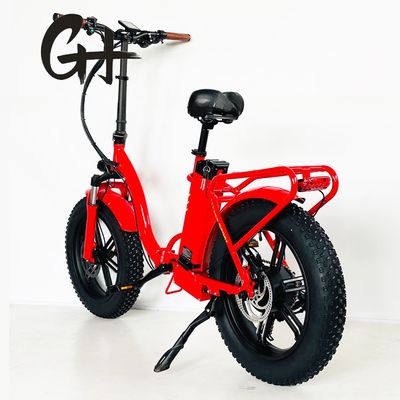 20 Inch Fat Tire Ebike Krachtigste Rode Kleur Opvouwbare Elektrische Fiets Met Leger Stem