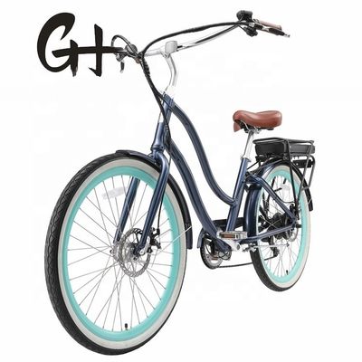 26" 48V 500W 14AH Lithiumbatterij Aluminium Frame CE Shimano 7 Speed Electric Beach Cruiser Bike