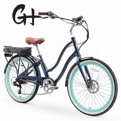 26" 48V 500W 14AH Lithiumbatterij Aluminium Frame CE Shimano 7 Speed Electric Beach Cruiser Bike