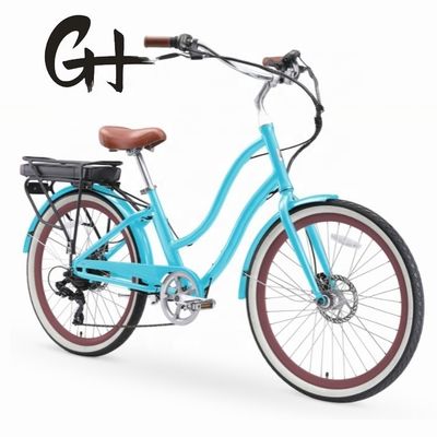 26" 48V 500W 14AH Lithiumbatterij Aluminium Frame CE Shimano 7 Speed Electric Beach Cruiser Bike