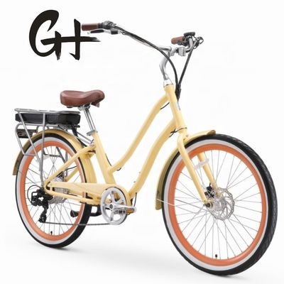 26" 48V 500W 14AH Lithiumbatterij Aluminium Frame CE Shimano 7 Speed Electric Beach Cruiser Bike
