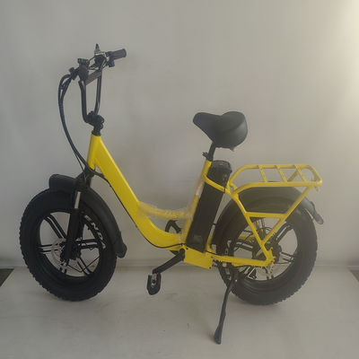 750W 48V E fiets 20 inch gele vetband elektrische fiets voor 31-60 km bereik per vermogen
