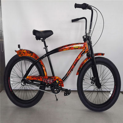 Volwassenen 3 snelheid 24 inch 3,0 inch Fat Tire Beach Cruiser Bike met Double Wall Alloy Rim