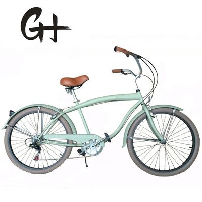 Dubbele V-rem 26&quot; 2.125 Witte wandband Hi-Steel Frame Shimano 7 Speed OEM Customized Adult Men CE CPSC USA Market Beach Cruiser Fiets