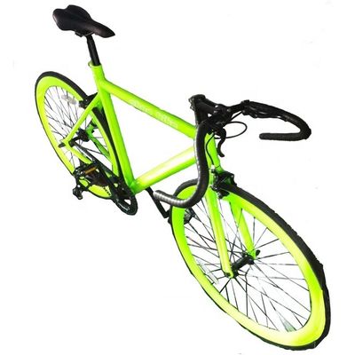 Kleur 700C Groen Single Speed Fixie Gear Bike met Neon Nights Glow-in-the-Dark Verf
