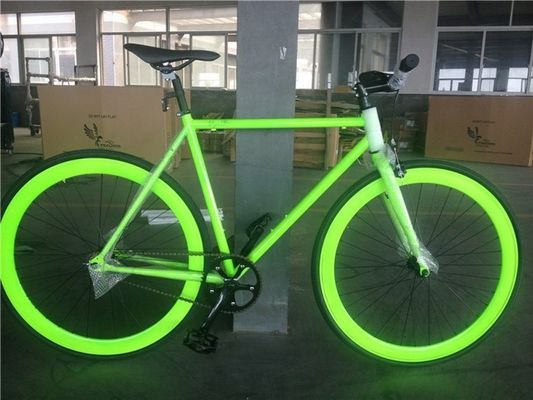 Kleur 700C Groen Single Speed Fixie Gear Bike met Neon Nights Glow-in-the-Dark Verf