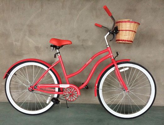 26&quot; Steep Thru Beach Cruiser Bike voor vrouwen met eenpersoonsversnellingen en aluminium velgen