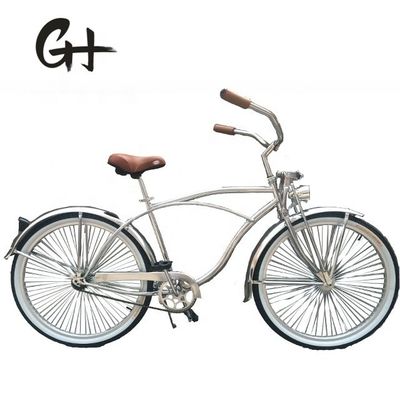 17kg 26inch 68Spokes Rim Sliver kleur CP frame Chroom verf single speed OEM/ODM mannen voorveervork strand cruiser fiets