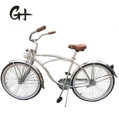 17kg 26inch 68Spokes Rim Sliver kleur CP frame Chroom verf single speed OEM/ODM mannen voorveervork strand cruiser fiets