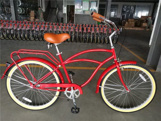 Blauwe kleur Single Speed 26 inch Vintage Cruiser fiets voor mannen met voorwiel V rem