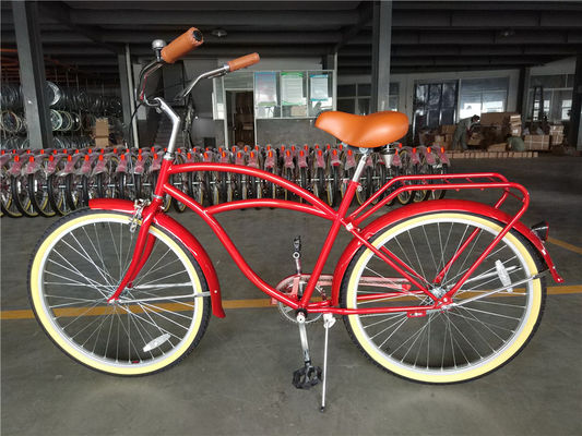 Blauwe kleur Single Speed 26 inch Vintage Cruiser fiets voor mannen met voorwiel V rem
