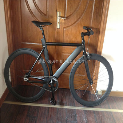 700c Zwarte Aluminium Frame Fixie Bike met Double V Brake Fixed Gear Man Track Bike