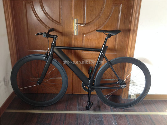 700c Zwarte Aluminium Frame Fixie Bike met Double V Brake Fixed Gear Man Track Bike