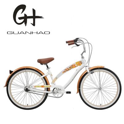 Mooie vrouwen Beach Cruiser Fiets met Inner Water Sticker 26 inch 3 Speed OEM/ODM