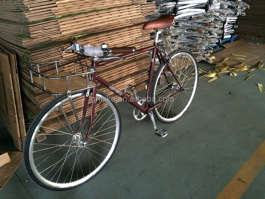 Retro fixe versnelling fiets fiets met voorste drager Innerlijke 3 snelheid wegfiets te bestellen