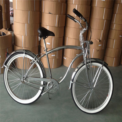 1.8m Lengte 160kg Lading Capaciteit 26 inch Chrome Single Speed Beach Cruiser Fiets