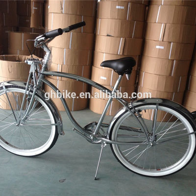 1.8m Lengte 160kg Lading Capaciteit 26 inch Chrome Single Speed Beach Cruiser Fiets