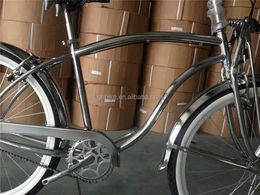 1.8m Lengte 160kg Lading Capaciteit 26 inch Chrome Single Speed Beach Cruiser Fiets