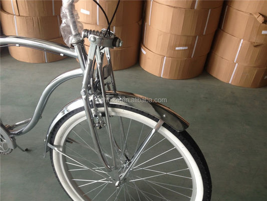 1.8m Lengte 160kg Lading Capaciteit 26 inch Chrome Single Speed Beach Cruiser Fiets