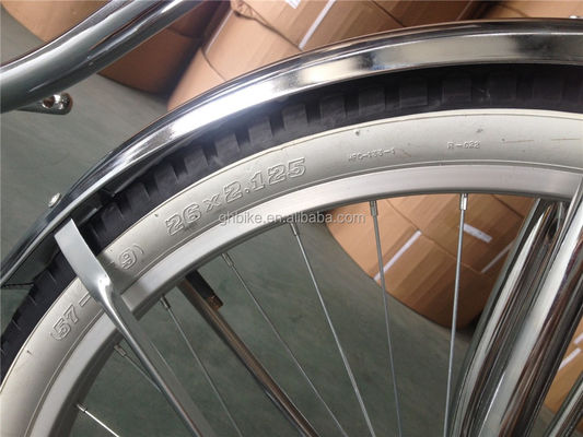 1.8m Lengte 160kg Lading Capaciteit 26 inch Chrome Single Speed Beach Cruiser Fiets