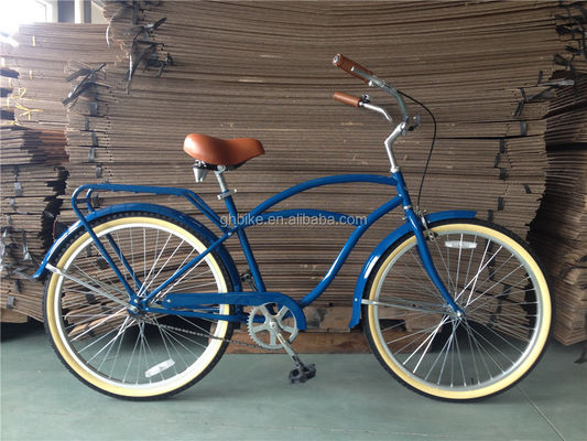 26 Inch Beach Cruiser Bike voor mannen met achterste drager en enkel snelheid Hard Frame Steel