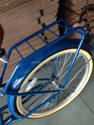 26 Inch Beach Cruiser Bike voor mannen met achterste drager en enkel snelheid Hard Frame Steel