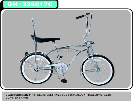 20 inch CE gecertificeerde chroomverf lowrider strand cruiser fiets met banaans zadel