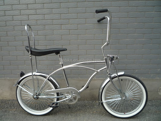 20 inch CE gecertificeerde chroomverf lowrider strand cruiser fiets met banaans zadel