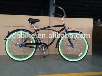Groene Aluminium Alloy Rim 26 inch Cruiser Bike met Steel Fork Material en Groene Kleur