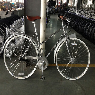 Geen ophanging 3 versnellingen zilveren kleur cromo frame vintage dames fiets retro vrouwen dame fiets