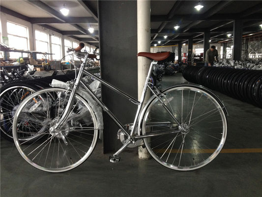 Geen ophanging 3 versnellingen zilveren kleur cromo frame vintage dames fiets retro vrouwen dame fiets