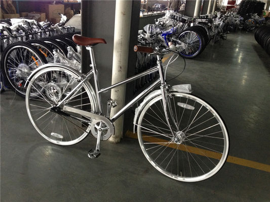 Geen ophanging 3 versnellingen zilveren kleur cromo frame vintage dames fiets retro vrouwen dame fiets