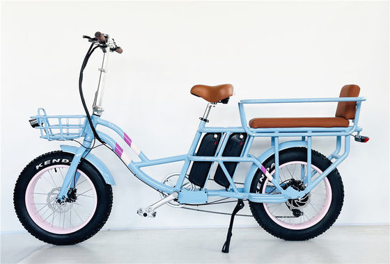 48V elektrische dubbele motor 1000 Watt Long Range Fat Tire Cargo E-Bike met snel opladen