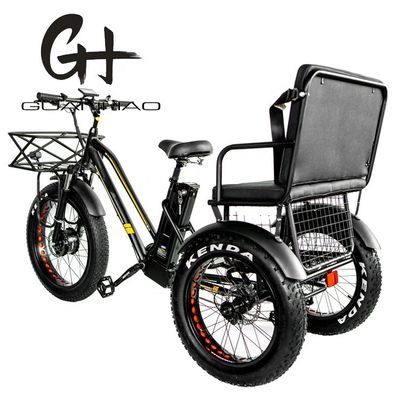 Down Tube 48V 750W 17AH Lithiumbatterij 45KM/H bafang Voormotor Elektrische Passagiers driewieler