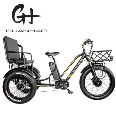 Down Tube 48V 750W 17AH Lithiumbatterij 45KM/H bafang Voormotor Elektrische Passagiers driewieler