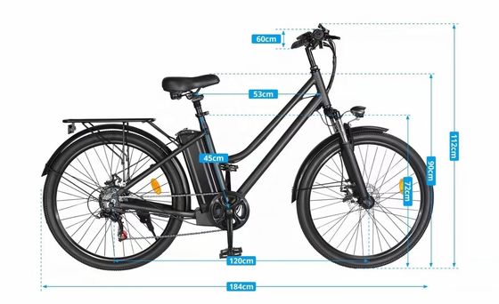 26&quot; 48V 500W 40KM/H 10.4AH Lithiumbattery Vrouwen Aluminium Frame 7Speeds OEM Customized Step Thru Electric City Bike