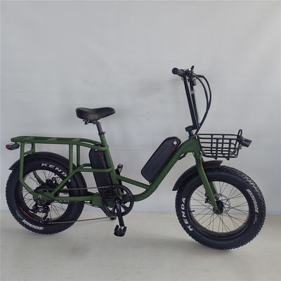 1000W 48V 34A Opvouwbaar frame Elektrische vrachtfiets met 20 inch dikke banden en achterste drager