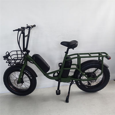 1000W 48V 34A Opvouwbaar frame Elektrische vrachtfiets met 20 inch dikke banden en achterste drager