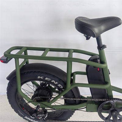 1000W 48V 34A Opvouwbaar frame Elektrische vrachtfiets met 20 inch dikke banden en achterste drager