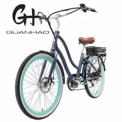 26&quot; 500W OEM Customise CE 48V 14AG Lithium Battery 7 Speed PAS Stap door vrouwen Lady Girl Beach Cruiser Elektrische fiets