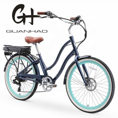 26&quot; 500W OEM Customise CE 48V 14AG Lithium Battery 7 Speed PAS Stap door vrouwen Lady Girl Beach Cruiser Elektrische fiets