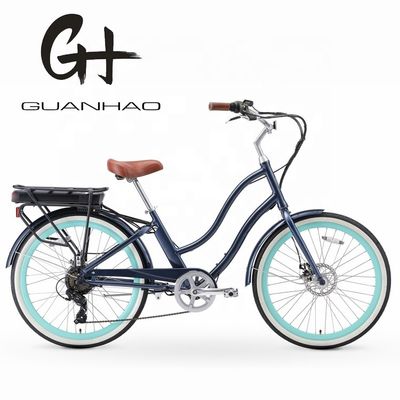 26&quot; 500W OEM Customise CE 48V 14AG Lithium Battery 7 Speed PAS Stap door vrouwen Lady Girl Beach Cruiser Elektrische fiets