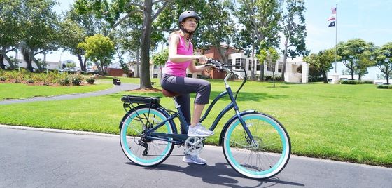 26&quot; 500W OEM Customise CE 48V 14AG Lithium Battery 7 Speed PAS Stap door vrouwen Lady Girl Beach Cruiser Elektrische fiets