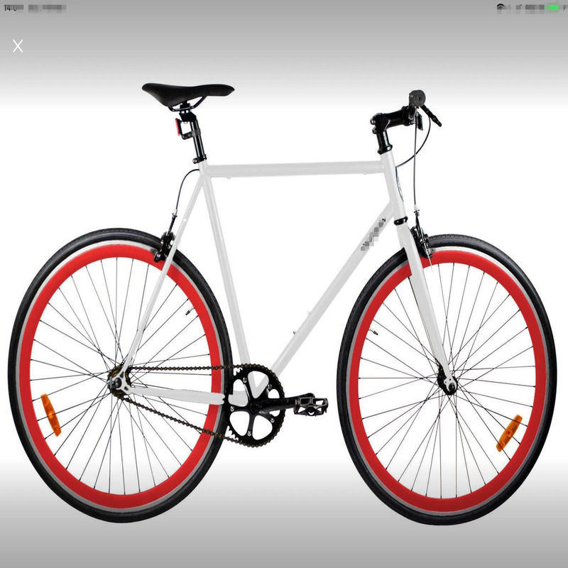 58cm 60cm Wit Frame Rode Rim 700c Single Speed Fixie Fixed Gear Bike Double V Brake