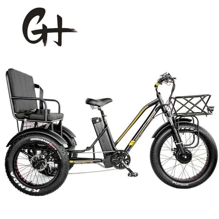 24&quot; 48V voorwiel 750W 45KM/H Max Loading 300KG 21AH Lithiumbatterie Elektrische driewielers