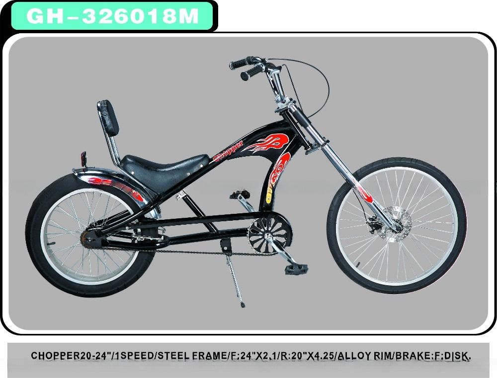 Chopper Bike Black Low Rider Fashion Bike met F Disc Brake R V-Bremstechnologie