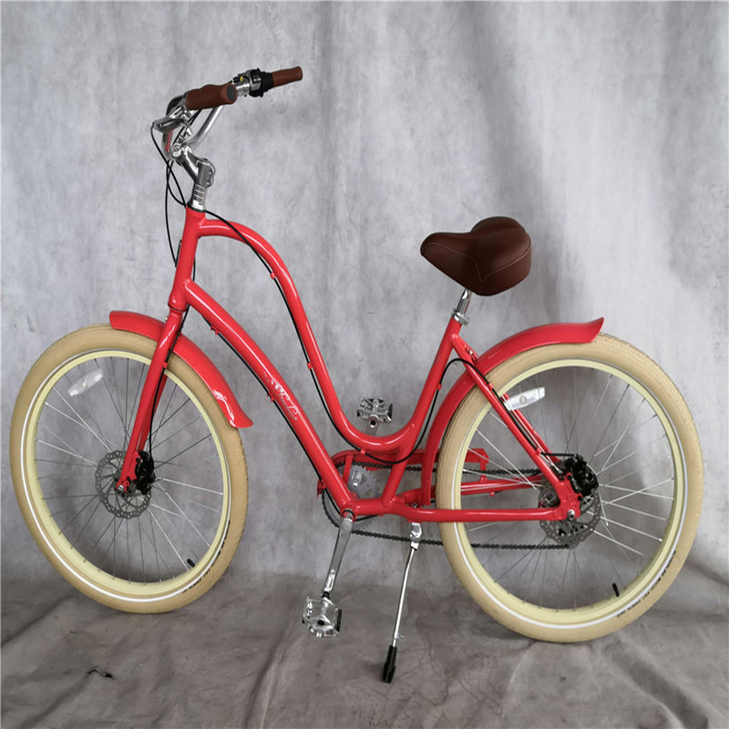 Lichte Aluminium Unisex Step Thru 8 Speed Hybrid Vrouwen Beach Cruiser Fiets Fiets 26 Inch